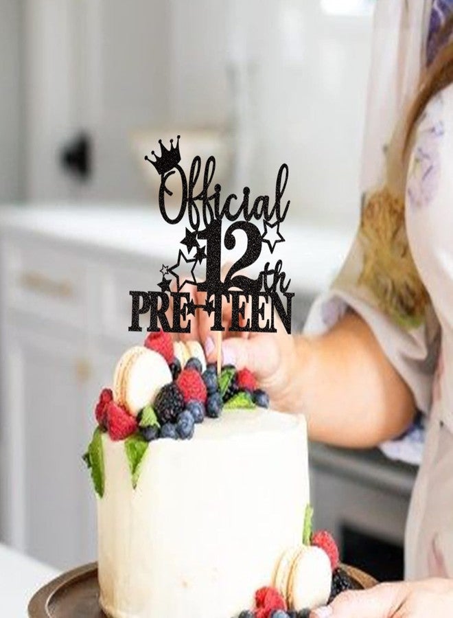 Confetti! 1pc Black Official Pre-teen 12 Cake Topper Glitter Happy 12th Birthday Cake Pick Cheers to 12 Years Old Cake Decorations for Teen 12th Birthday Party Supplies (Black) - Image 5